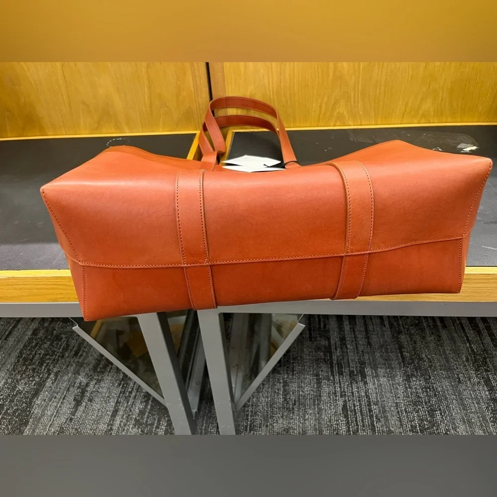 NWT Mansur Gavriel Men’s East West Large Tote Bag Brandy Flamma Tan Red
